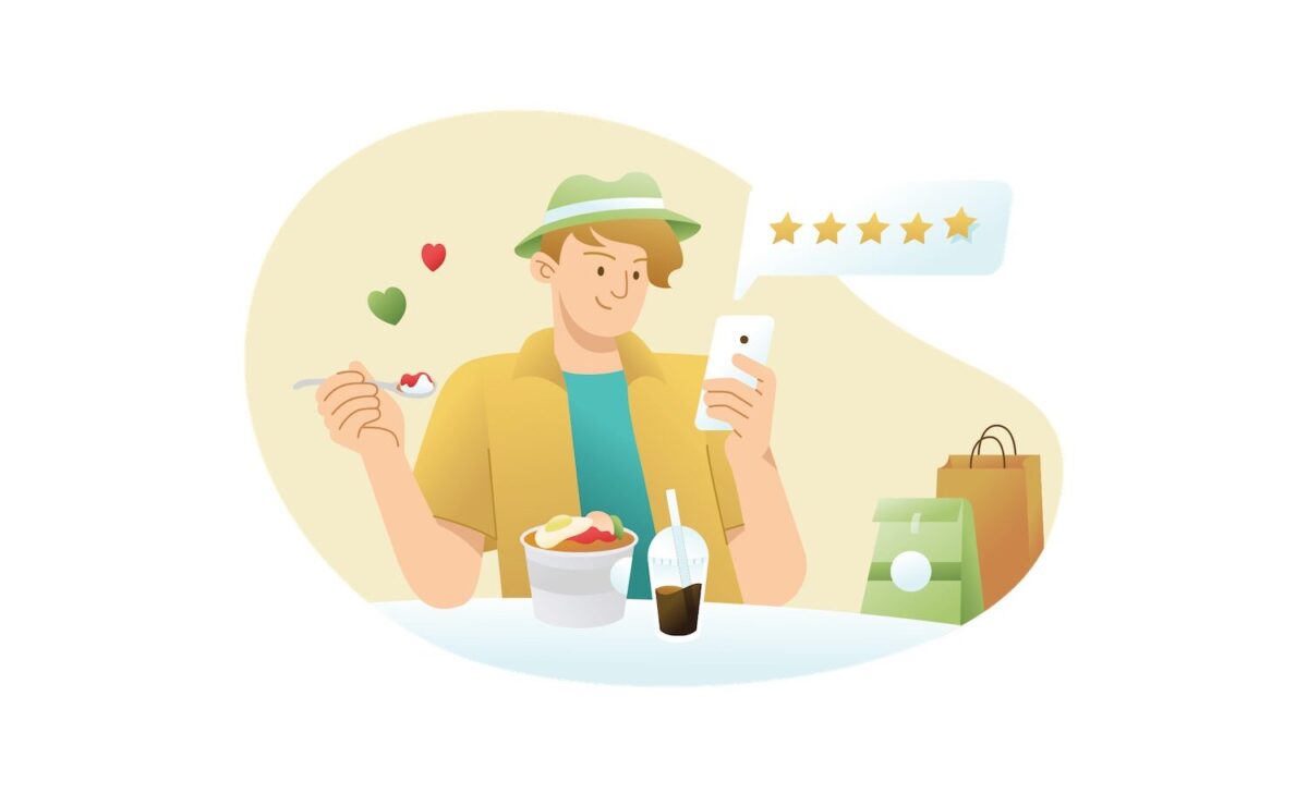 Get customers to leave reviews on a smartphone for your business.